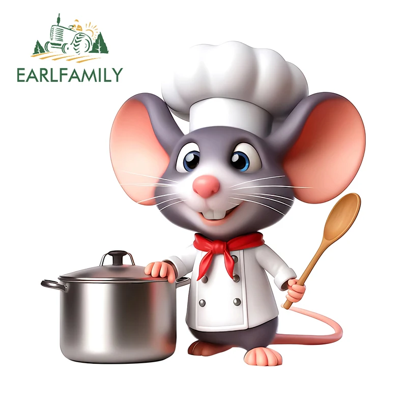 

EARLFAMILY мышь шеф-повар украшения милые животные наклейки для автомобиля стены лобовое стекло гоночный дрифт водостойкая виниловая наклейка Стайлинг автомобиля