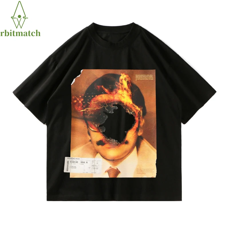 

Hip Hop Streetwear T-Shirts Man 2022 Fire Flame Burning Poster Cotton Tshirts Harajuku Casual Punk Rock Gothic Tees Shirts Tops