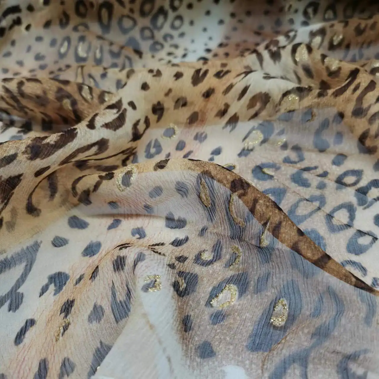 

Шифон Блестящий шелковый Леопардовый омбре с золотой пудровой тканью мягкий 6 мм пикантное дикое платье шарф материал