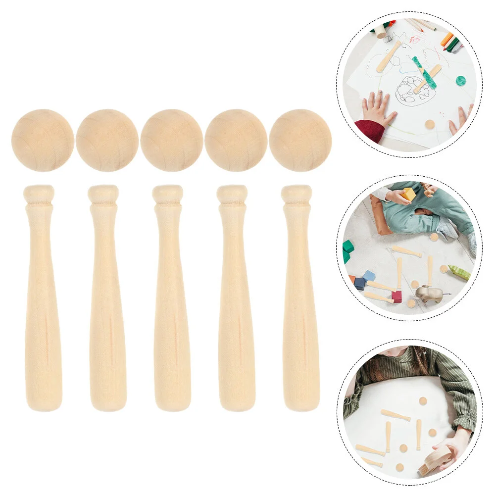 

Small Baseball Decked Accessories Miniature Wood Bat Kit Wooden Graffiti Models Decors Coloring