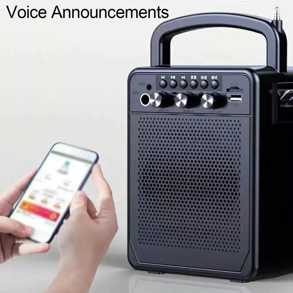 

Portable Bluetooth-compatible ​Speaker Karaoke FM Radio Bass Boombox Waterproof Outdoor USB Speakers Support AUX Music Subwoofer