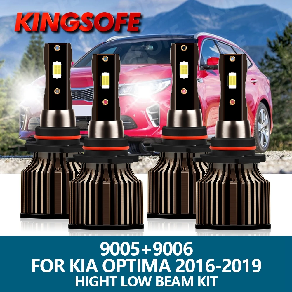 

4X Car Light 9005 9006 HB3 HB4 LED Headlight 20000Lm 100W CSP Chips 6500K Hight Low Beam Bulbs Kit For Kia Optima 2016-2019