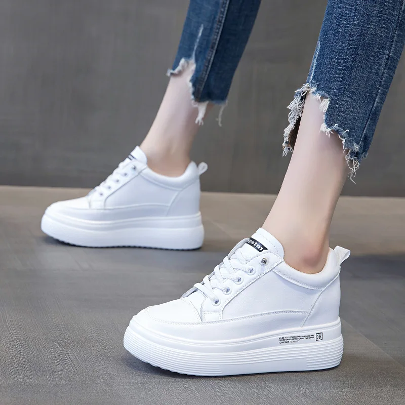 2023 Summer New Breathable Slope Heel with Elevated Low Top Leather Elastic Mesh Shoes Versatile and Trendy Women's Shoes