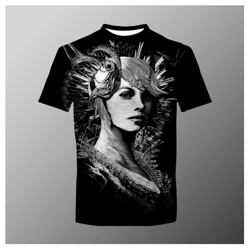 

Girl Art Avatar Print Unisex Short Sleeve Summer Fashion Abstract Graphic Men's Tshirt Oversized Streetwear Top High Street Tees