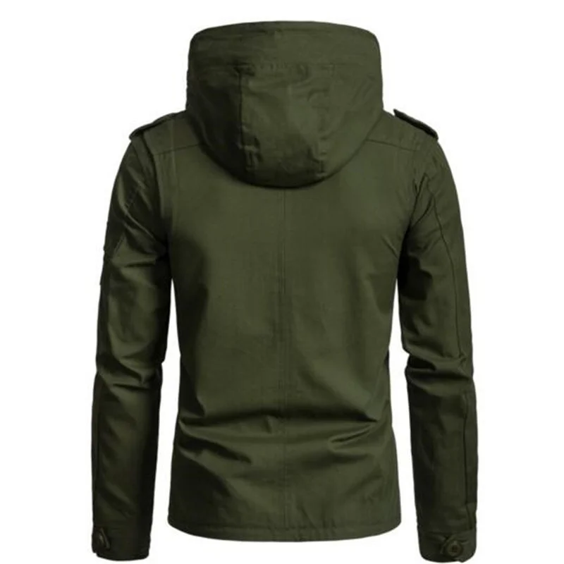 Мужской Тактический тренчкот с капюшоном черный повседневный большого размера