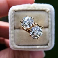 exquisite fashion metal set super shiny zircon rings ladies luxury classic engagement wedding ring jewelry