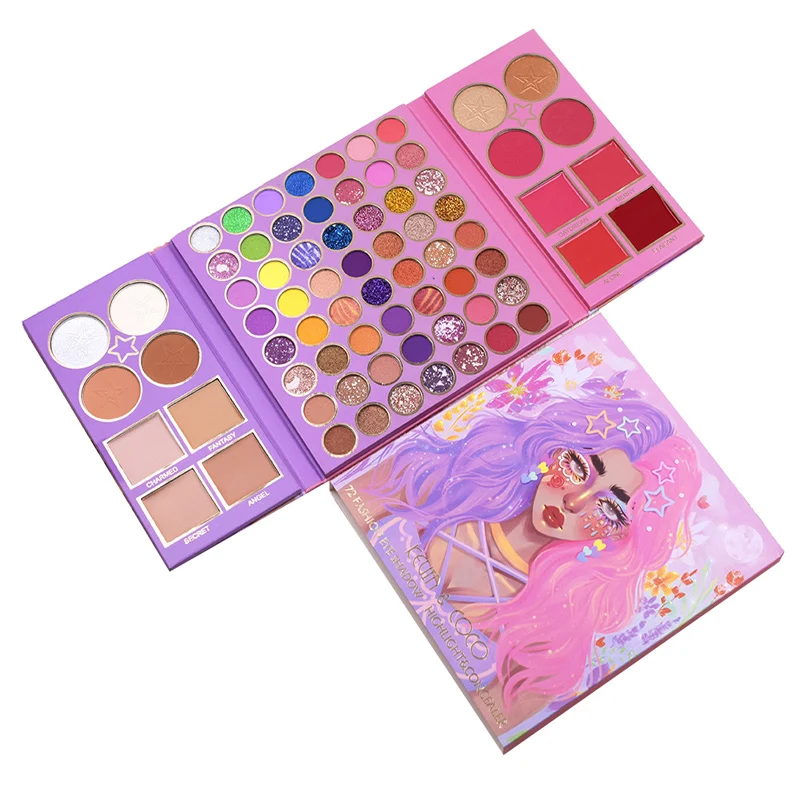 

The new 72-color folding eye shadow highlighter cheek trimming all-in-one makeup free shipping