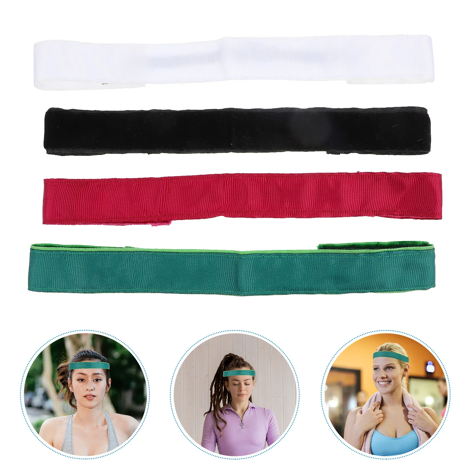 

4pcs Sweat Absorb Sports Headband Unisex Exercise Headband Non-slip Hairband