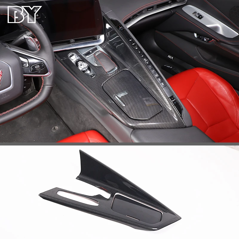 

For Corvette C8 Coupe Z51 2020-2022 Real Carbon Fiber Car Gear Shift Panel Frame Cover Sticker Trim Auto Accessories