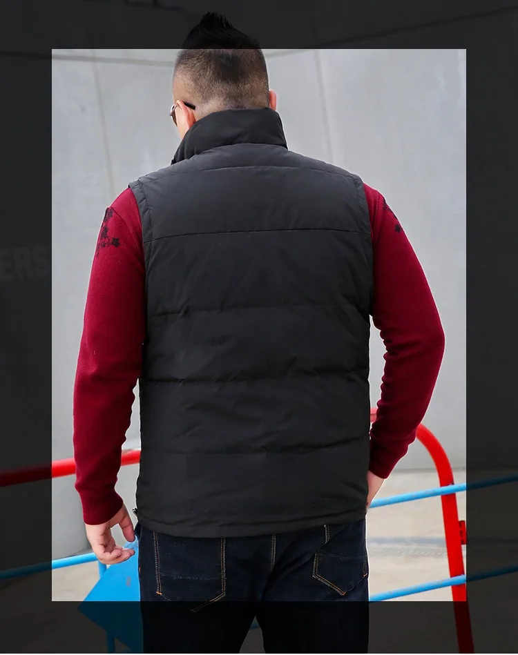 2023 New Trendy Men's Down Vest Oversized Hatless Collar Minimalist Color Matching Tank Top Loose 10XL Warm Autumn and Winter