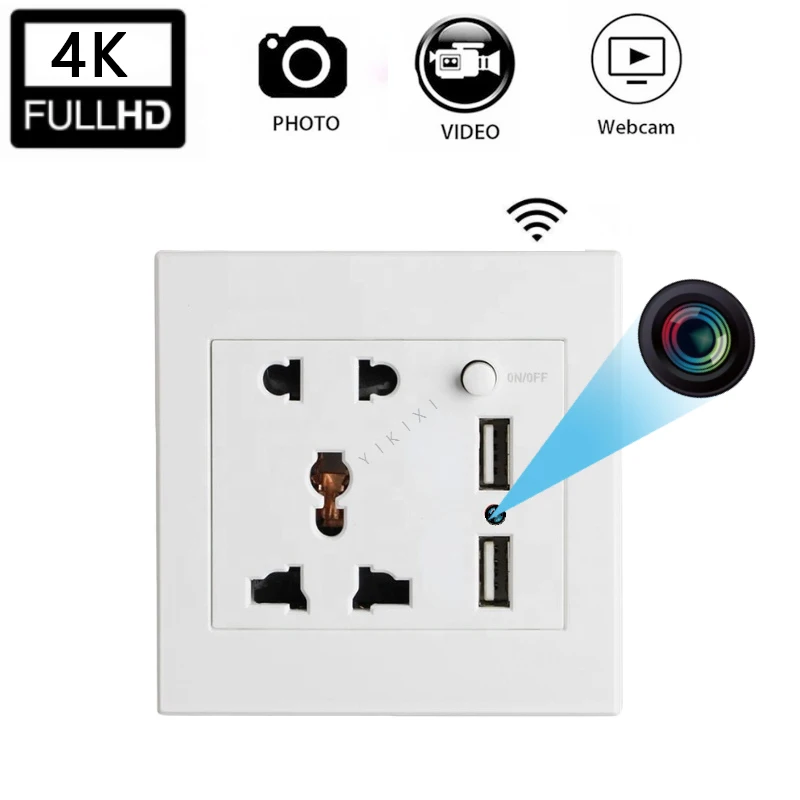 

wifi HD Video Camera socket Security P2P Surveillance Camcorder Mobile Phone Remote View ip Cam Audio recorder Suport Hidden tf