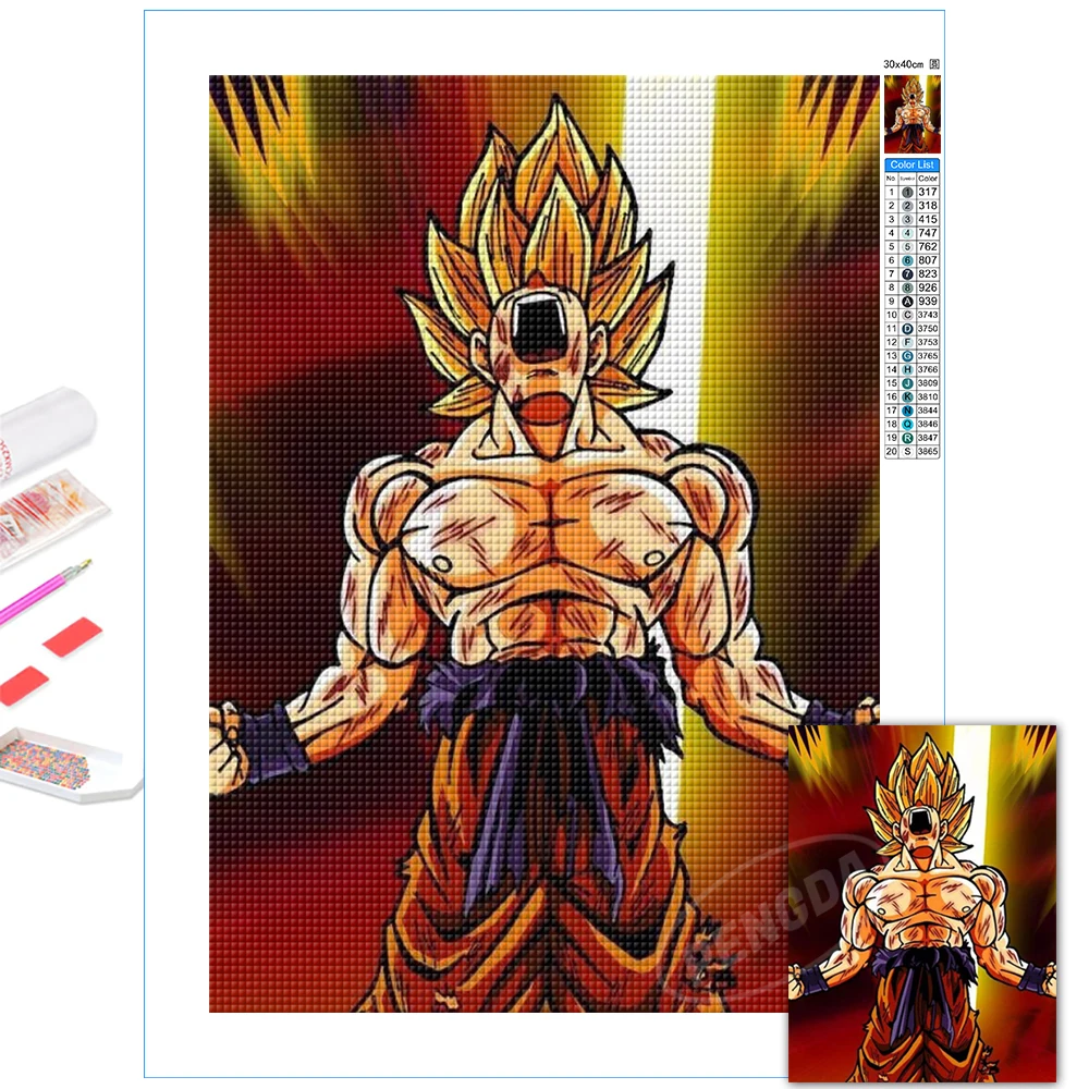 

5D Anime Diamond Paintings Dragon Ball Super Full Square Drill Embroidery Picture Home Decor Cross Stitch Wall Sticker DIY Gifts