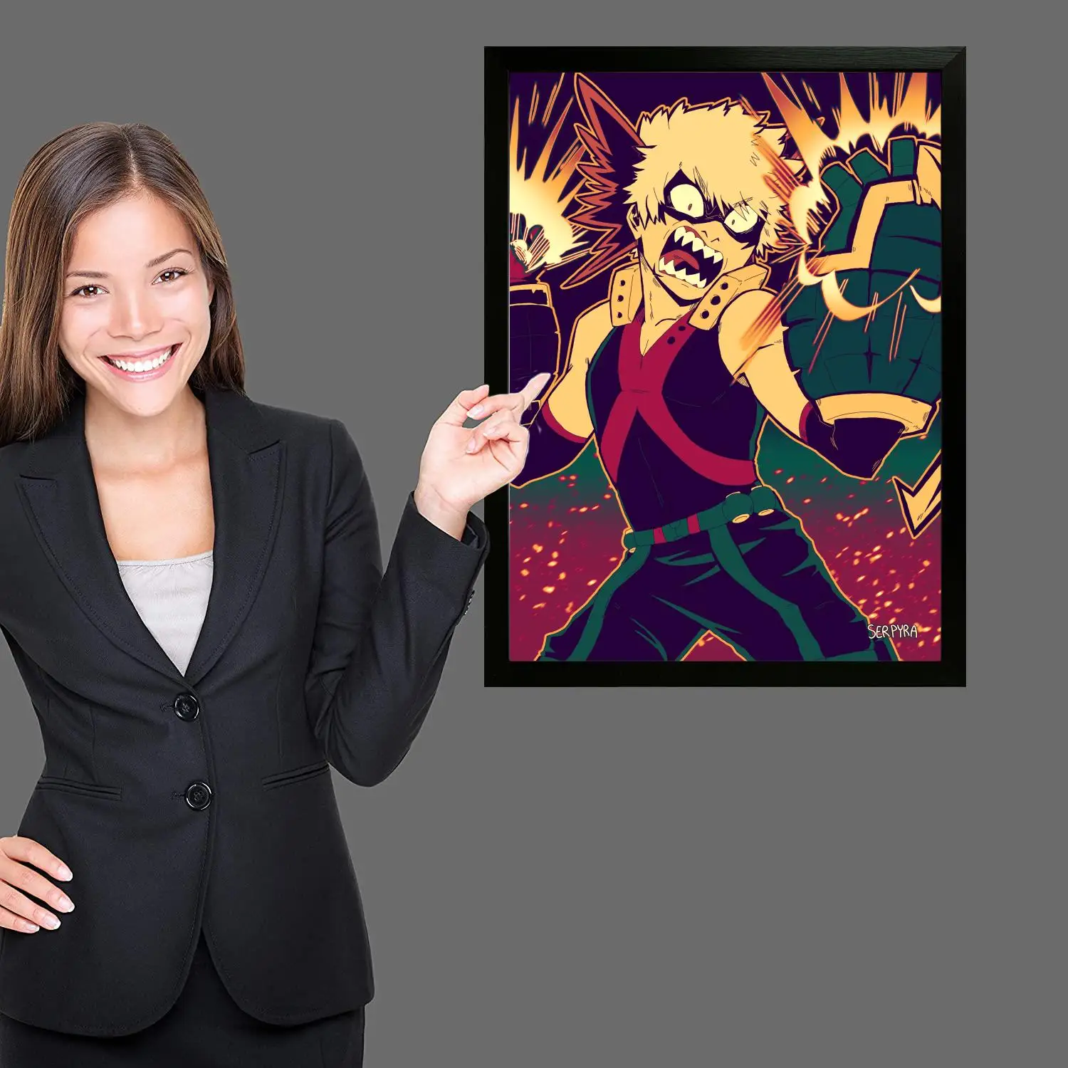 Художественный постер бакуго кацуки на холсте