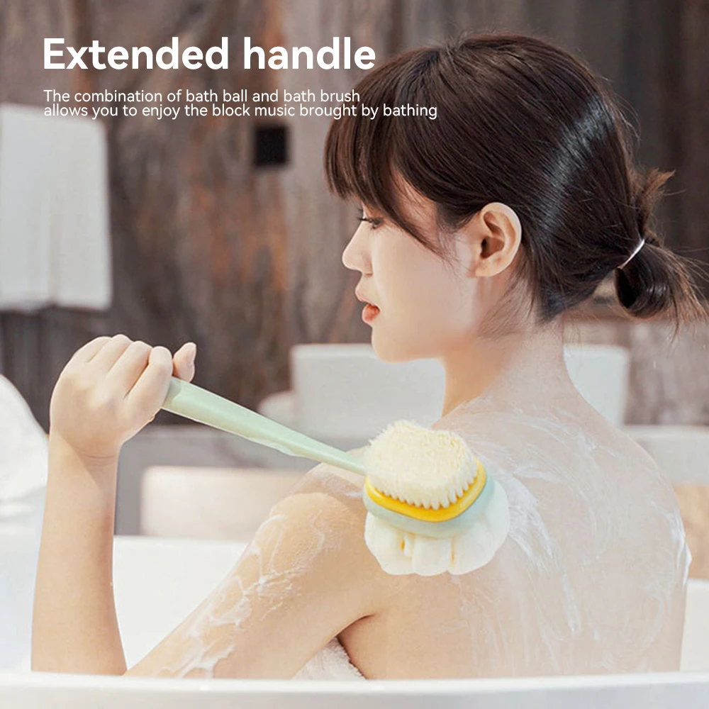 

Bathe Back Scrubber For Shower Long Handle Shower Body Brush With Bristles And Loofah Exfoliating Brush Dual-sided Bath Brush