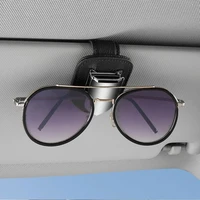 portable glasses holder clip faux leather visor sunglasses ticket card clip holder for vehicles