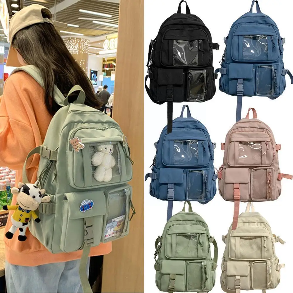 

Модный женский вместительный рюкзак 2021, водонепроницаемый студенческий рюкзак, Женская дорожная нейлоновая школьная сумка для девушек, ми...