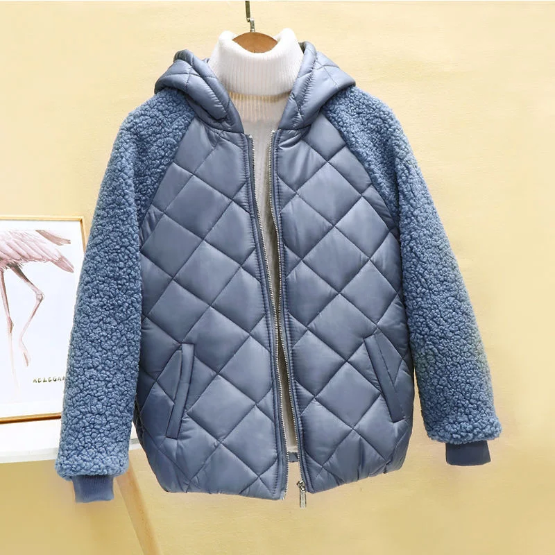 

Женское зимнее короткое легкое хлопковое пальто, новое корейское Свободное пальто из имитации овечьей шерсти, хлопковое пальто с нитками, маленькая стеганая куртка