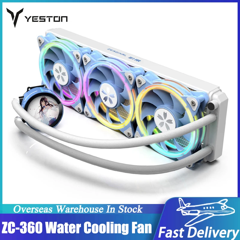 

YESTON PC Water Cooling Fan Hydraulic 4Pin PWM CPU Cooler ARGB AURA SYNC Computer Heatsink Radiator for LGA 1151/1155/2011 CPU