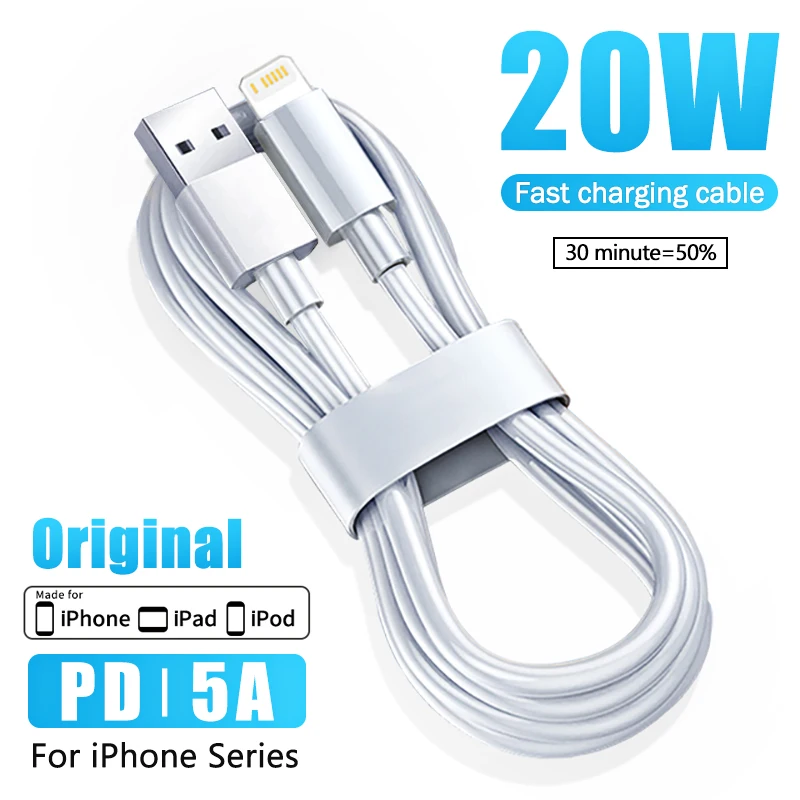 

Оригинальный USB-кабель 20 Вт для Apple iPhone 14, 13, 12, 11 Pro Max Mini, X, XR, XS, 8 Plus, кабель Lightning, кабель для быстрой зарядки, кабель передачи данных