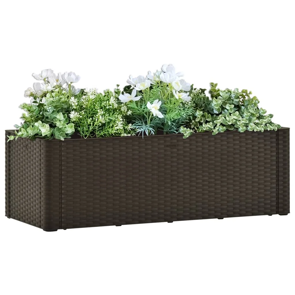 

Garden Raised Bed with Self Watering System，Garden Planters, Patio Plant Pots, Mocha 100x43x33 cm