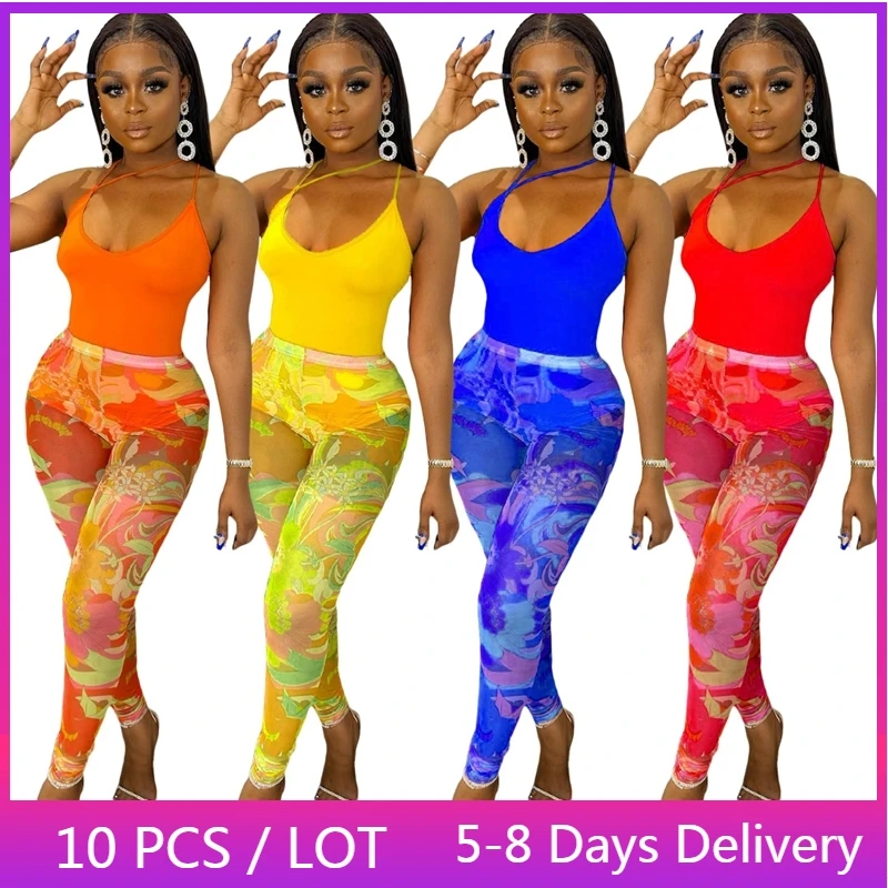 

Оптовая продажа, Клубная одежда, женские комплекты из двух предметов, праздничная одежда, летний сексуальный комплект из 2 предметов, боди и леггинсы с сетчатым принтом