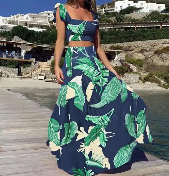 

Elegant Dresses for Women Sexy Casual Slim Printed Two-Piece Long Dress New Fashion 2023 Summer Casual Female Clothing