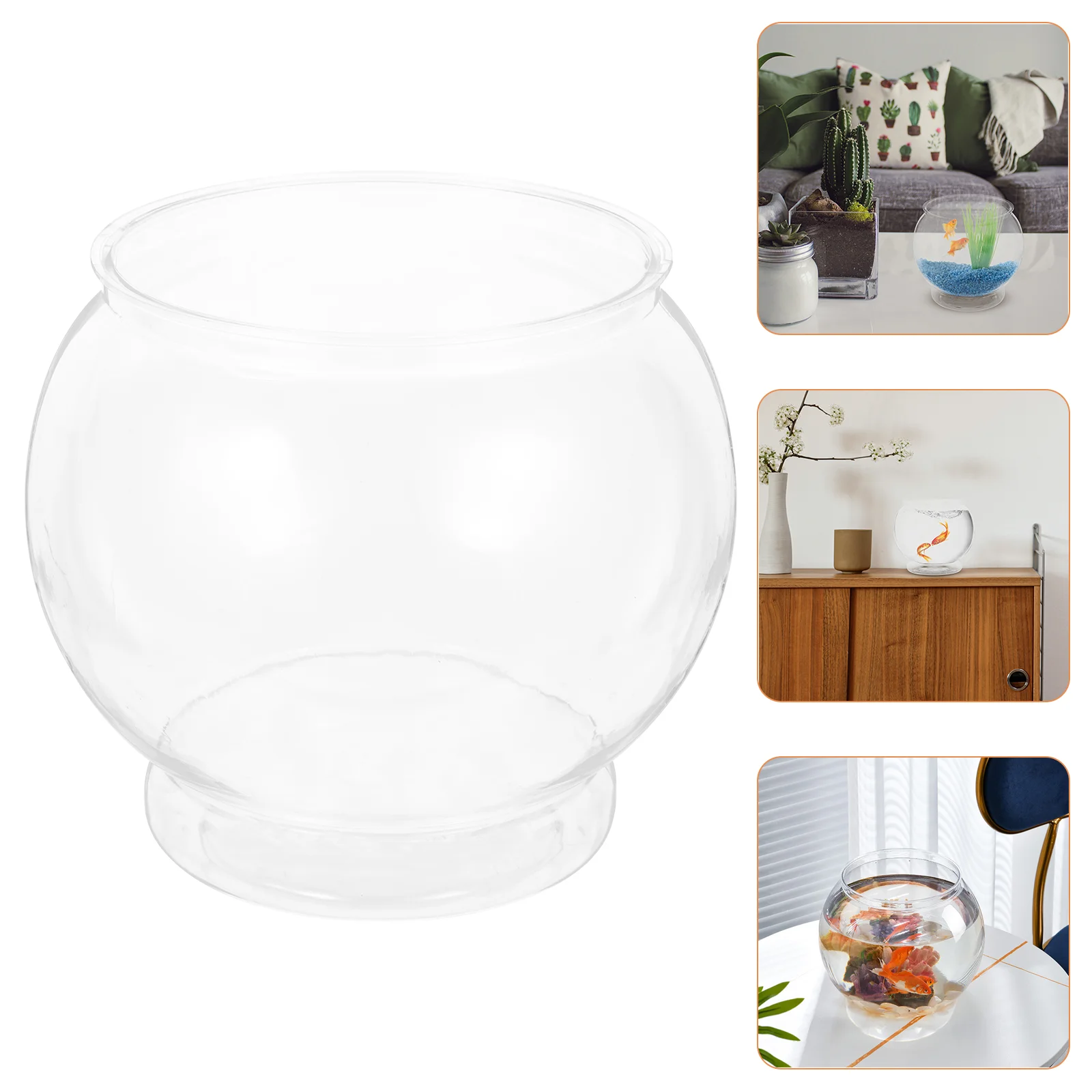 

Goldfish Bowl Holder Clear Keeper Golden Bowls Tank Desk Home Plastic Desktop Box Round