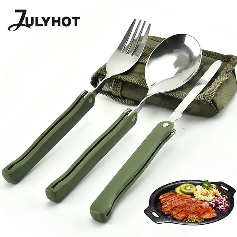

3 шт., складные столовые приборы, из нержавеющей стали