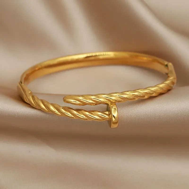 Металлические скрученные геометрические браслеты из нержавеющей стали