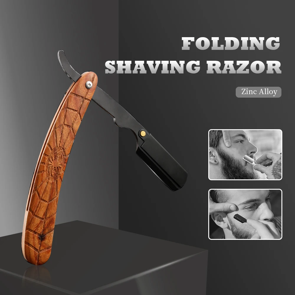 

wooden trimmer manual shaver professional straight edge stainless steel sharp barber razor folding shaving knife shave beard cut