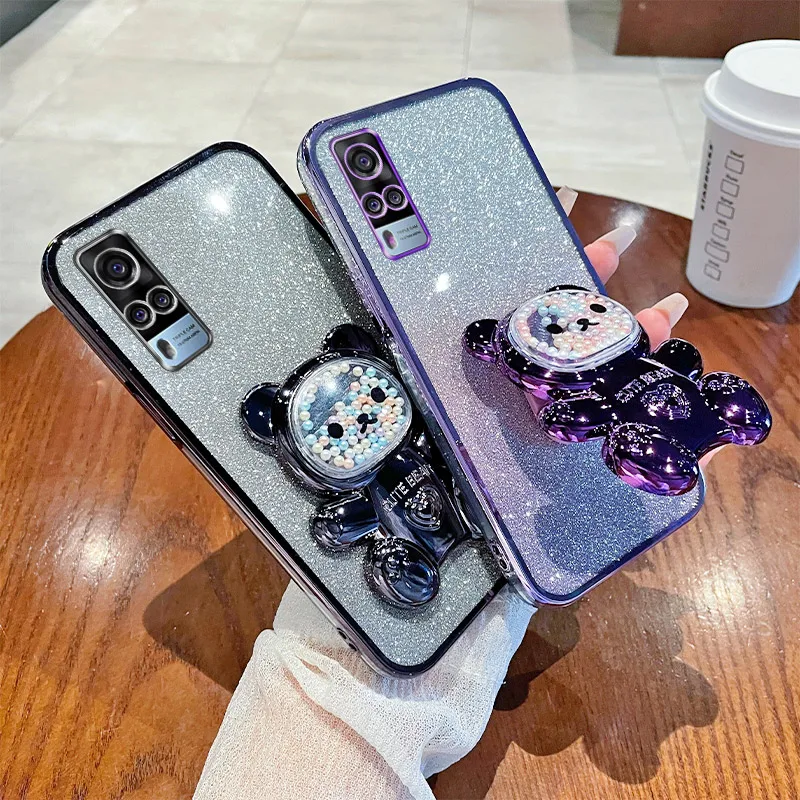 ДЛЯ VIVO Y51 2020 чехол мягкий силиконовый Блестящий ударопрочный гальванический для