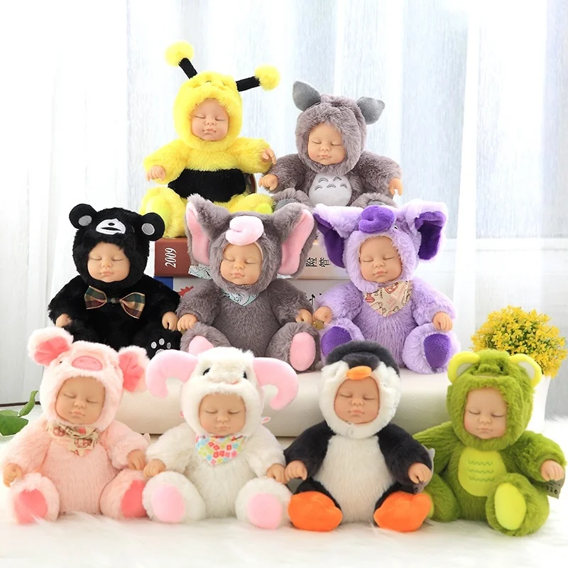 

28cm Reborn Plush Baby Doll Stuffed Toys PVC Face Soft Body Plush Toys for Girls Bebe Doll Reborn Children Christmas Gift