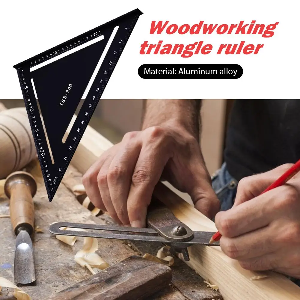 

150/300mm Thickened Alloy Straight Triangular Metric Ruler Double-sided Protractor Carpentry Woodworking Auxiliary Gadgets