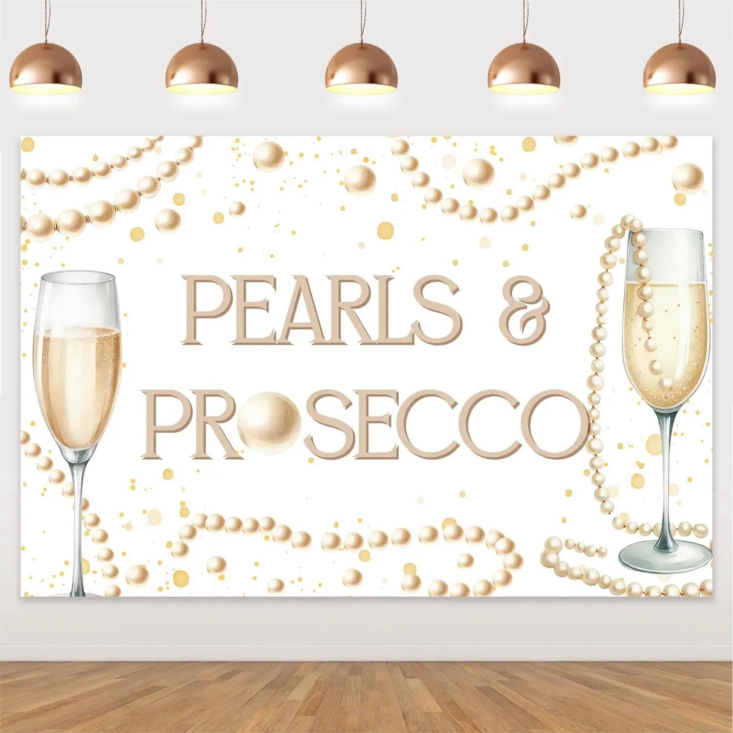 Фон с жемчугом и просекко белое золото жемчуг украшения для свадебного душа