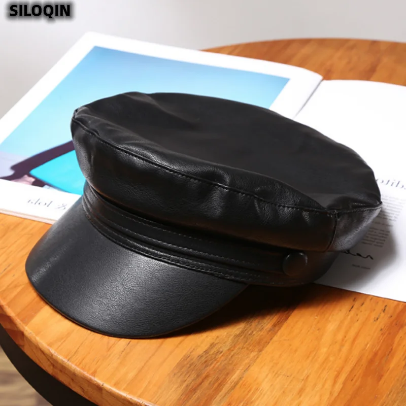 

Men's Leather Hat Flat Cap Women's Military Hats Snapback Autumn Winter Hat Peaked Octagonal Hat Berets New Newsboy Cap Gorra's