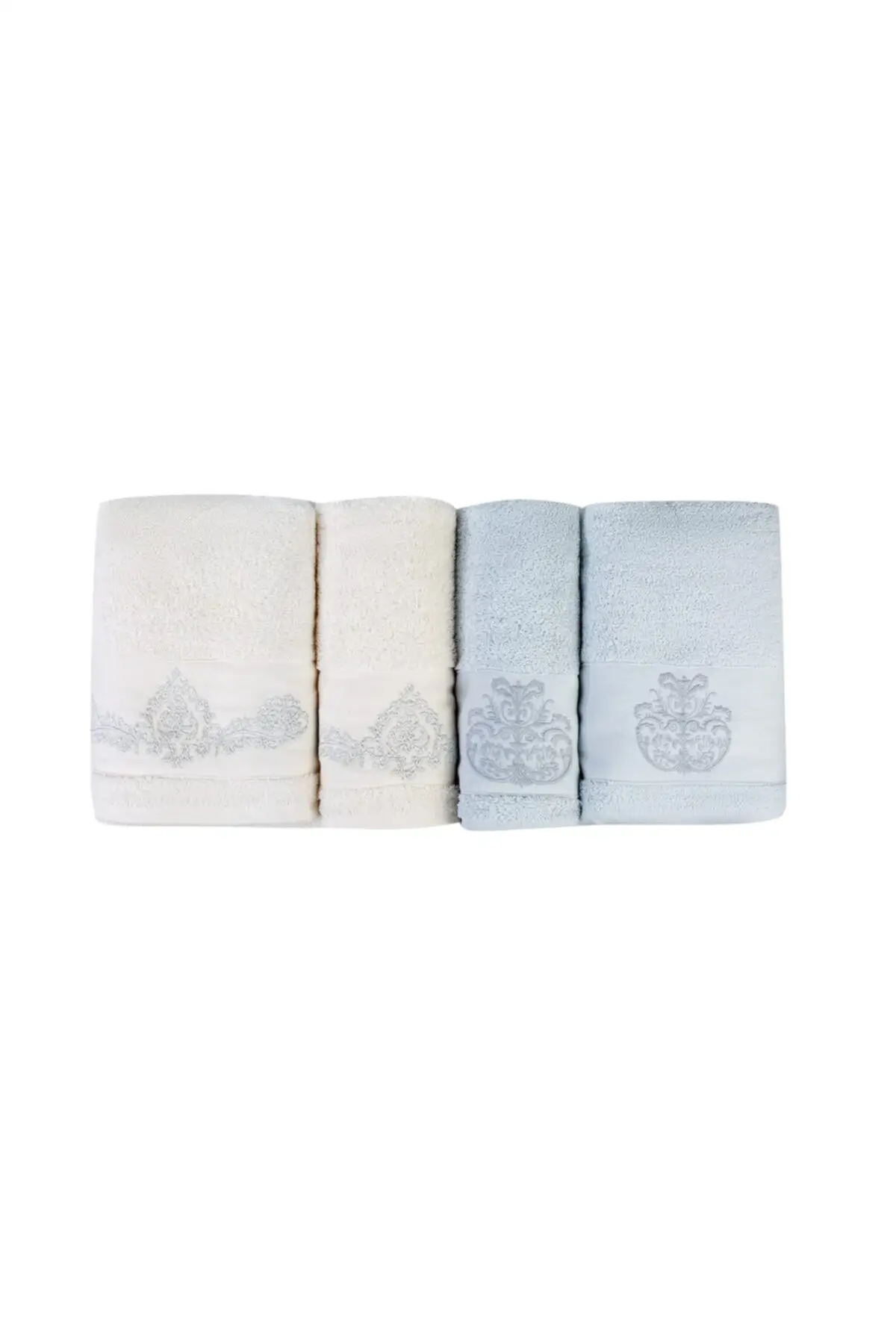 

Eldora Lurex Embroidered Offwhite/Blue Baths Seti