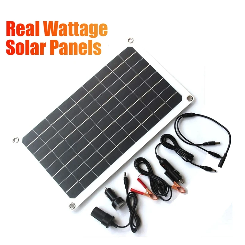 

20W 12V Flexible Solar Panel Kit Dual DC Port Outdoor Camping Charge Kit For Car RV Boat Battery Moblie Phone