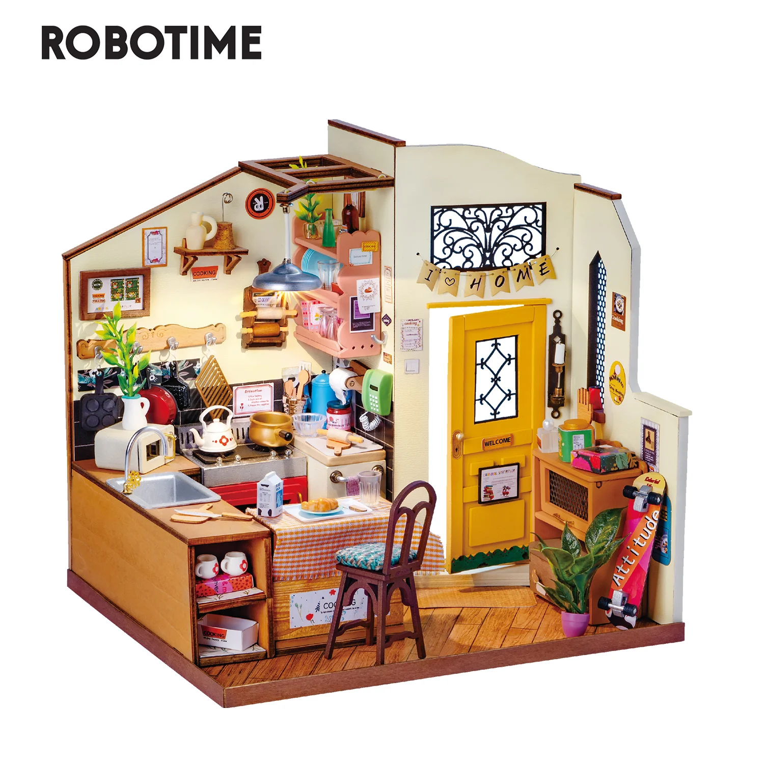 Robotime Rolife DIY кукольный домик домашняя кухня миниатюрный кукольный домик деревянный набор игрушек 3D деревянная пластиковая головоломка для детей