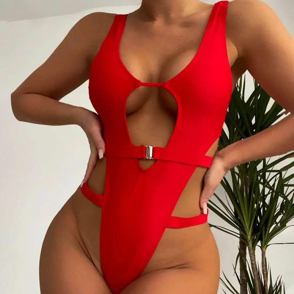 

Женский купальник, сексуальное бикини с вырезами, летний купальный костюм с мягкой подкладкой, Однотонный женский купальник, цельный женский купальник для отпуска