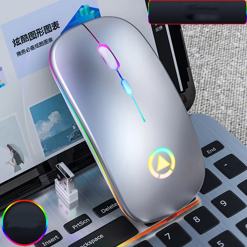 

Rechargeable RGB Wireless Mouse Computer Mute Mice 2.4G Bluetooth LED Backlit Office Mouse For iPad Laptop Gaming Accessories