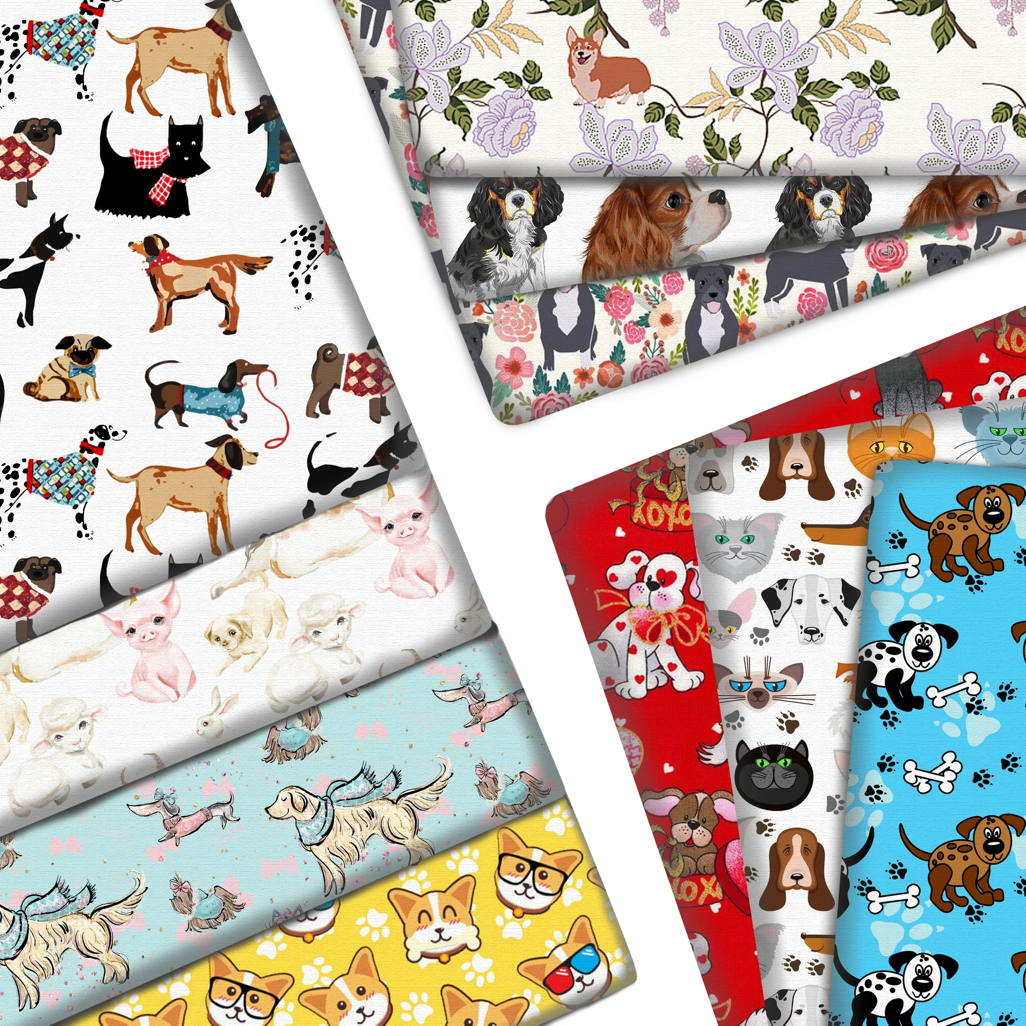 50*145cm Dog Polyester Cotton/Pure Cotton/Stretch Fabric Sewing Quilting Fabrics for Patchwork Needlework Cloth Curtain