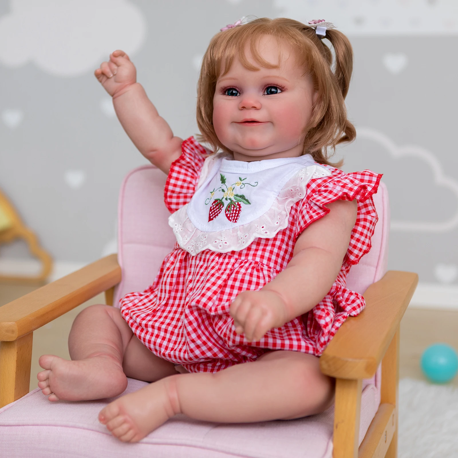 

Готовая Кукла Reborn Maddie Girl, уже окрашенная 60 см, 3D Кожа, видимые вены, волосы с корнями рук, мягкое тело, кукла в подарок