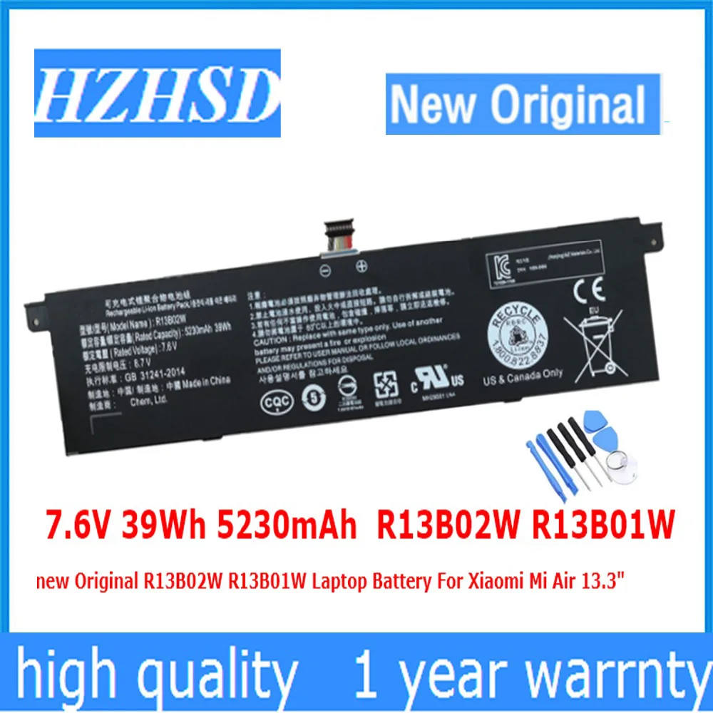 7.6V 39Wh 5230mAh R13B02W R13B01W new Original R13B02W R13B01W Laptop Battery For Xiaomi Mi Air 13.3"