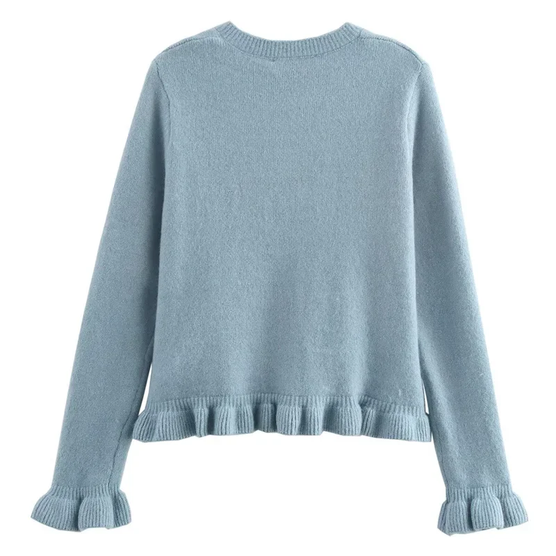 Женский укороченный кардиган с рюшами