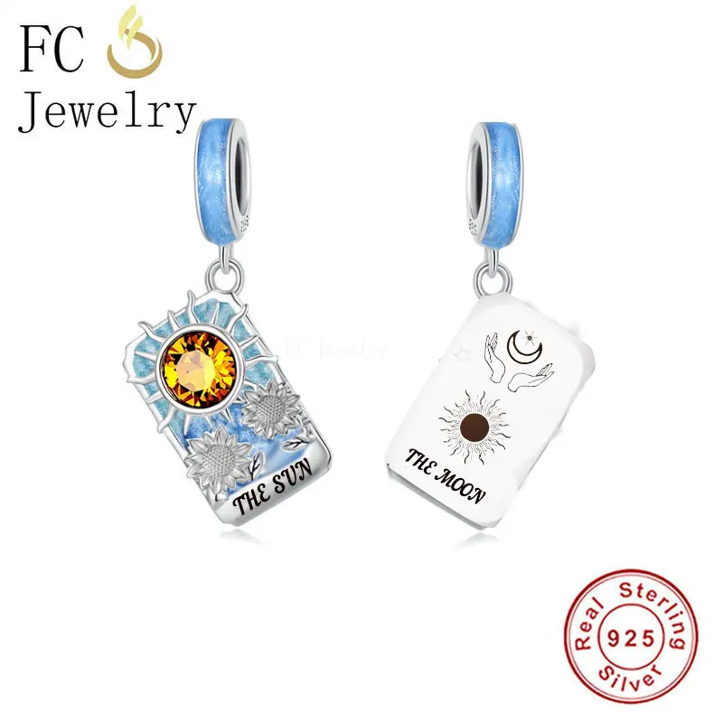 

Fit Original Pan Charms Bracelet 925 Sterling Silver Tarot The Sun The Moon Sunflower Sunshine Bead For Making Women Berloque