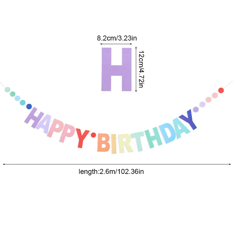 

Радужный баннер "С днем рождения", гирлянда ZQNYCY