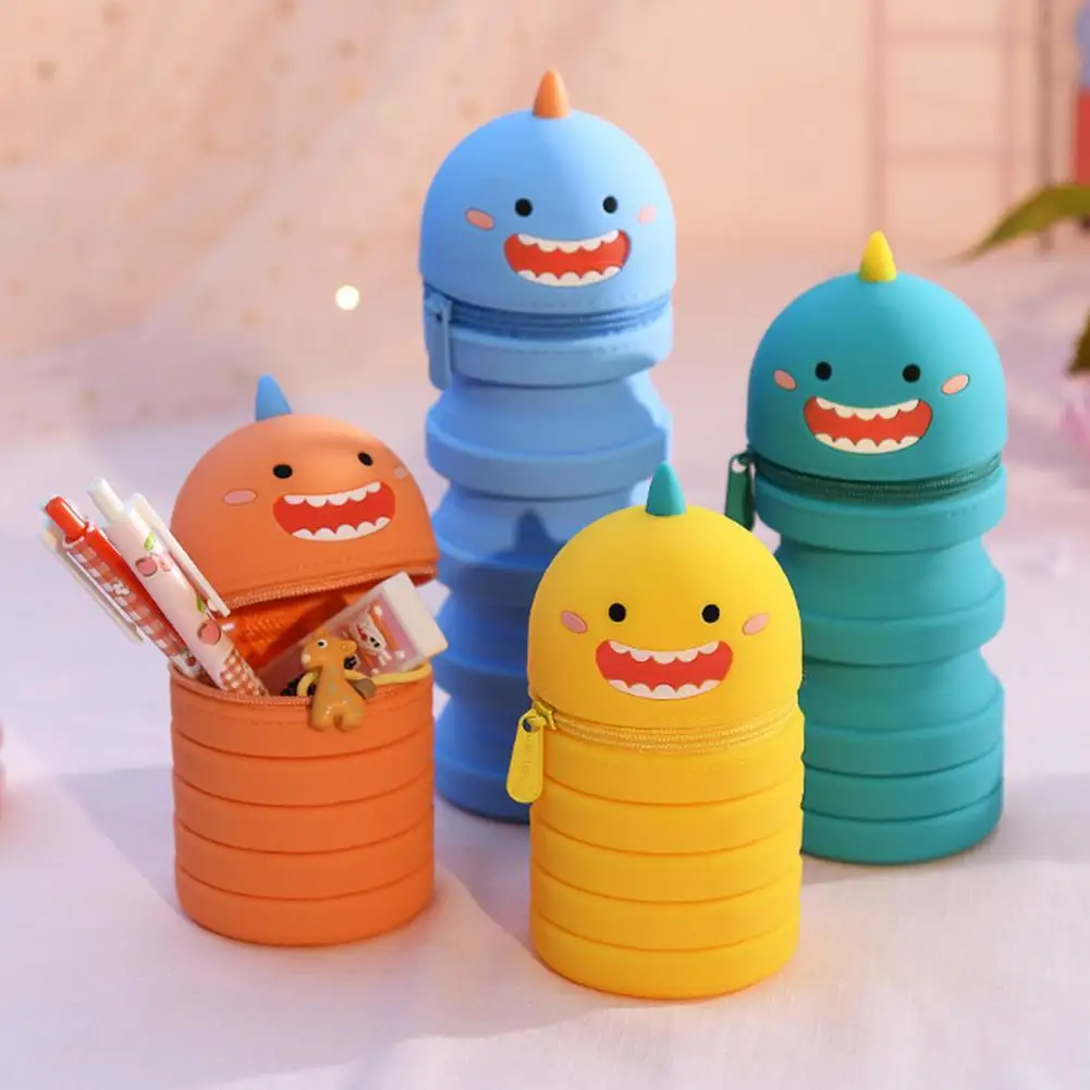 

Pencil Case 3D Retractable Silicone Pencil Holder Student Stationery Pen Pouch organizador escritorio rangement bureau