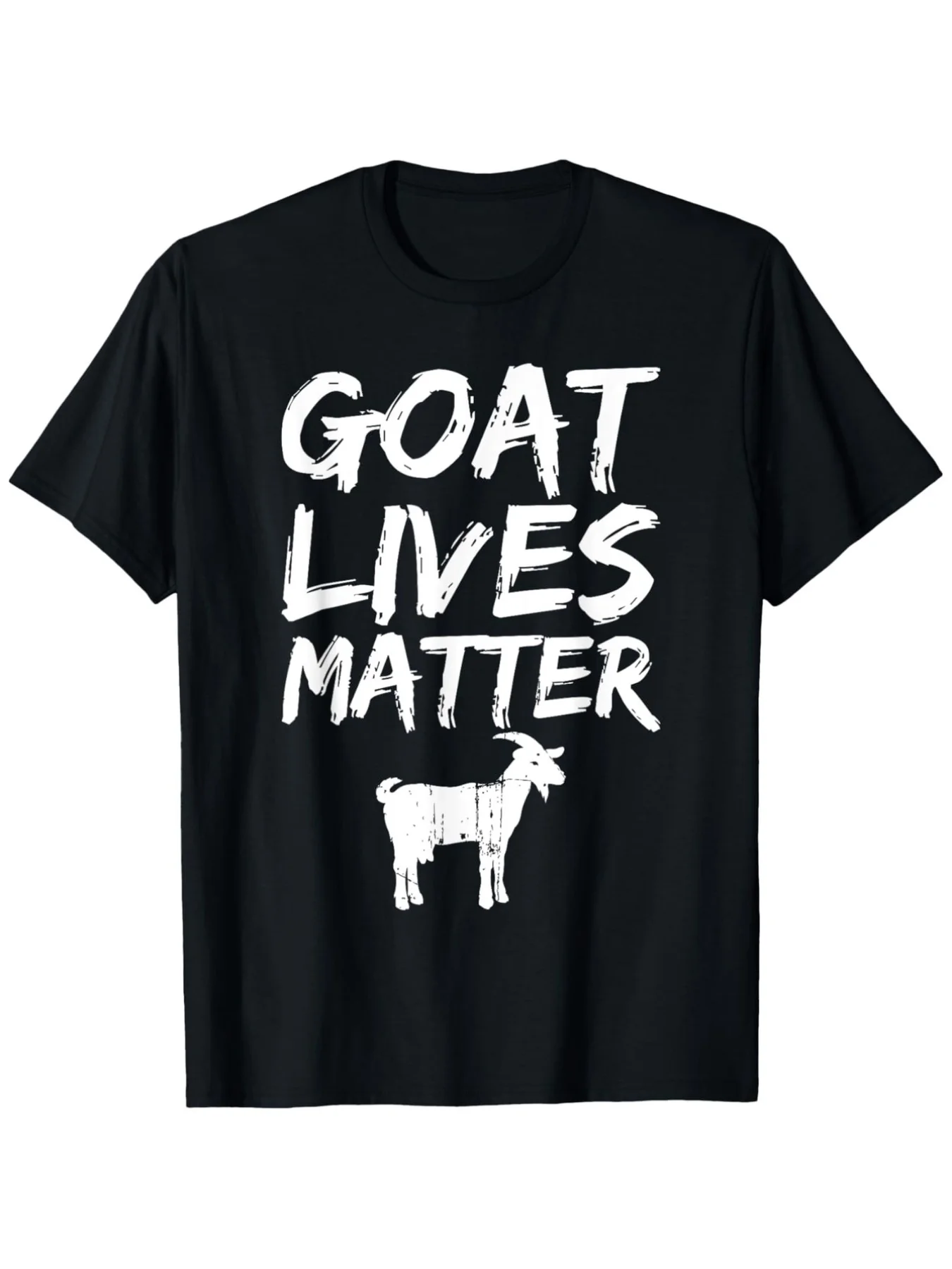 Фото Футболка «1pc Goat Lives Matter» — хлопковая футболка с круглым вырезом, повседневный стиль, слегка эластичная, с цифровой термопечатью, с рисунком. №1