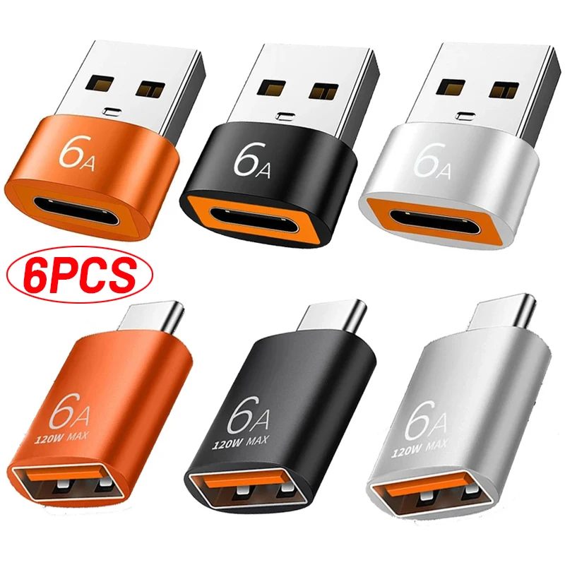 

6A USB To Type C OTG Adapter 120W USB-C Male To Type-c Female Charger Converter for Macbook Samsung Data Transfer Adapter