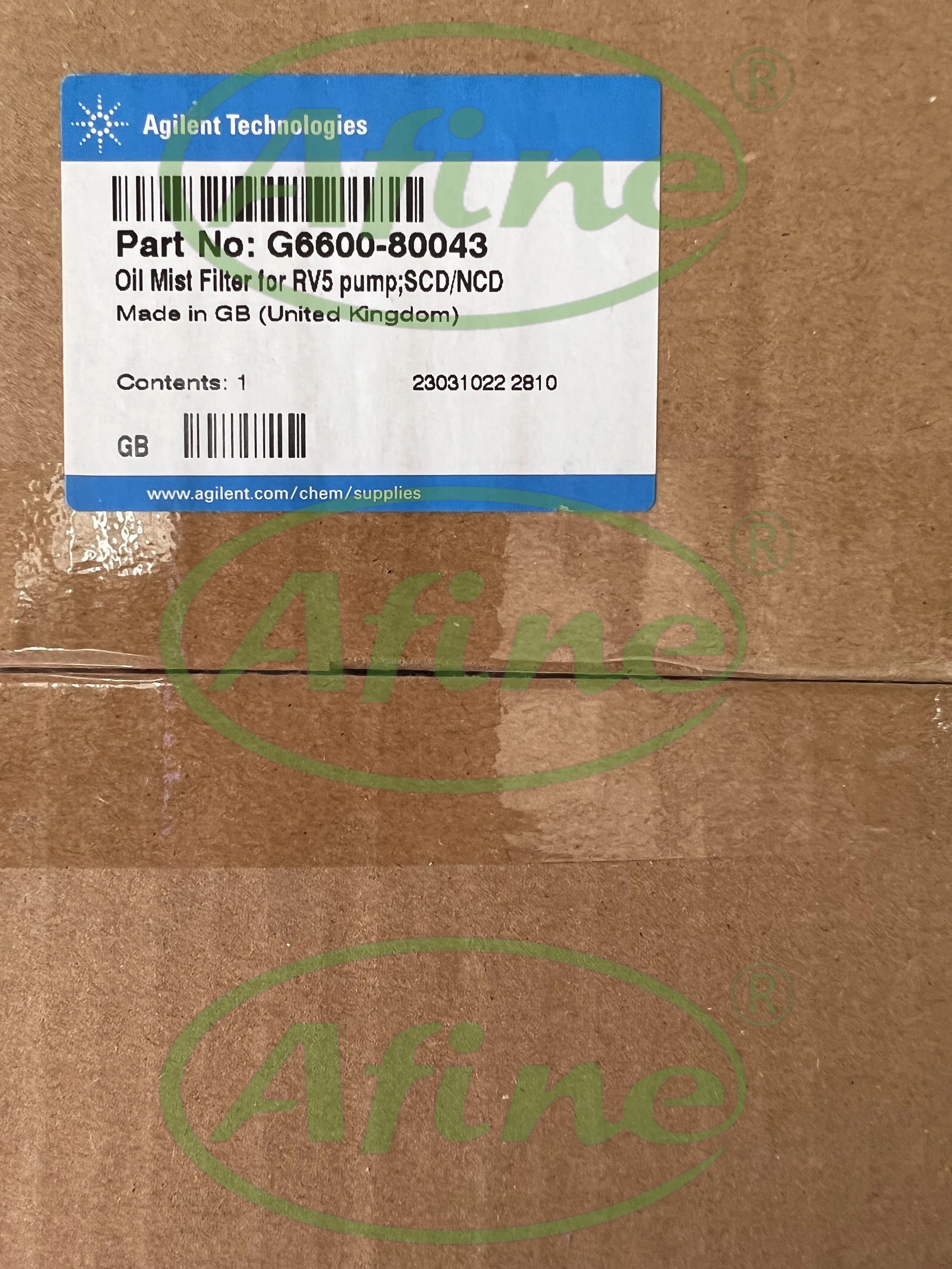 Фильтр масляного тумана AFINE Agilent RV5 G6600-80043 для детекторов NCD/SCD и MS